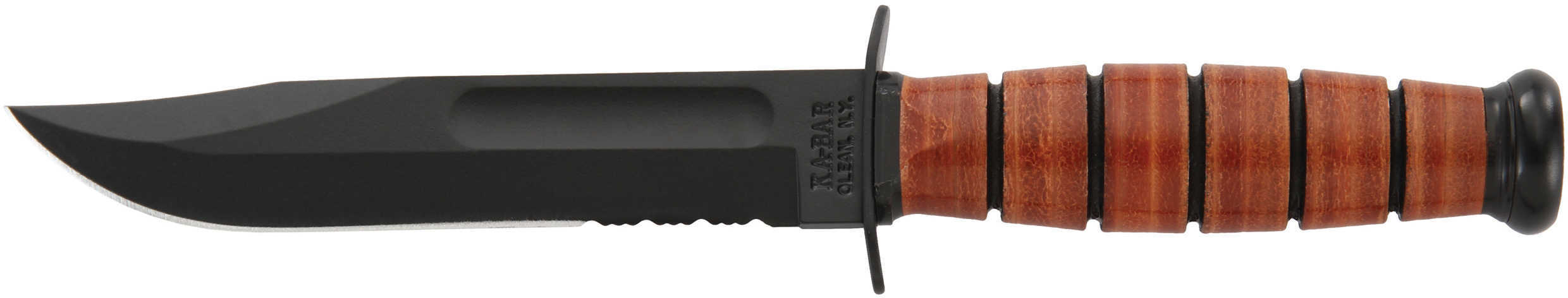 Kabar Fixed Knife With Partially Serrated Edge & Leather Sheath Md: 1252