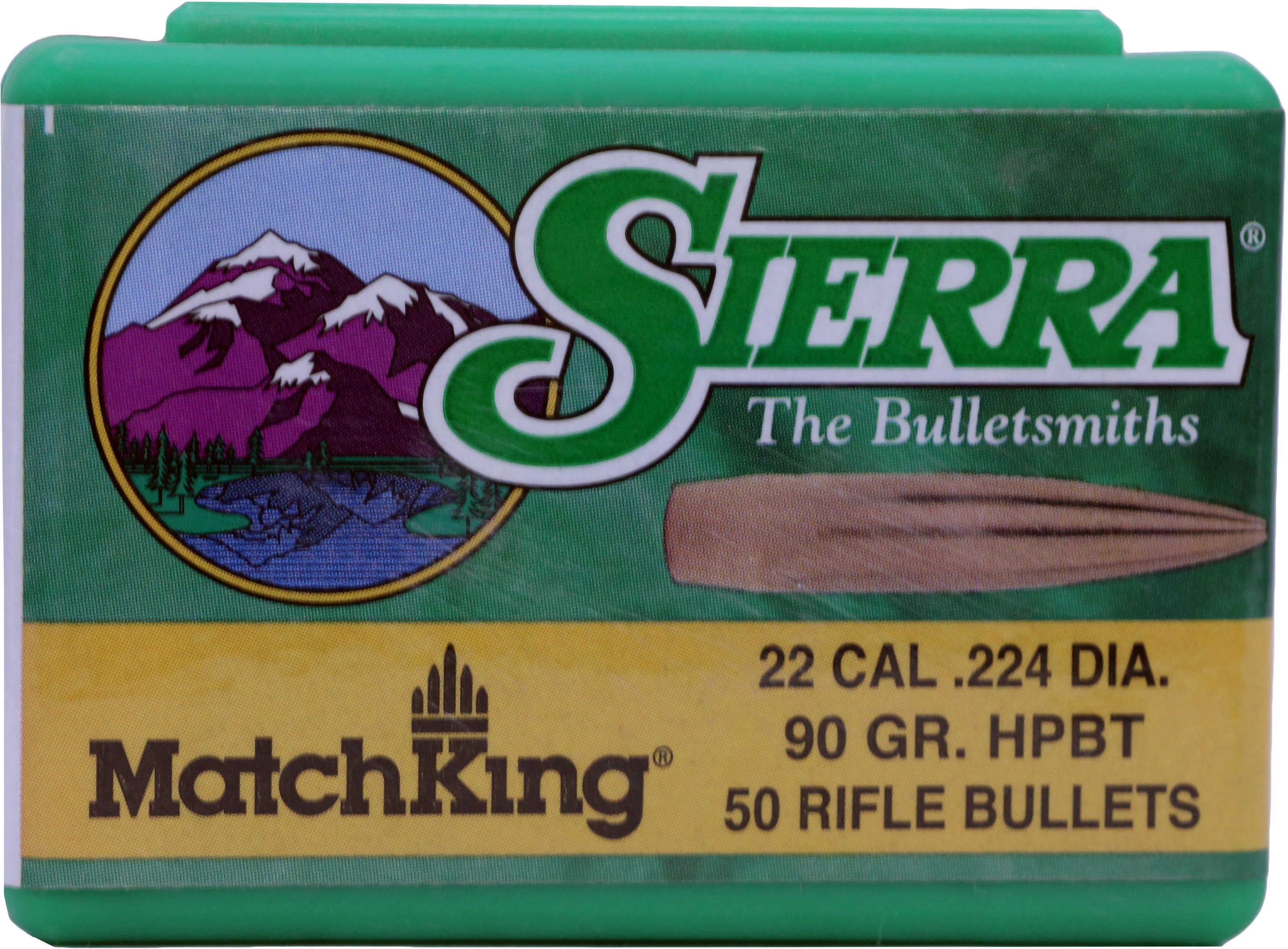Sierra Matchking 22 Caliber 90 Grain Boat Tail Hollow Point Bullet 50/Box Md: 1490