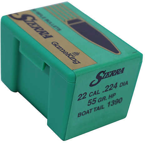 Sierra Gameking 22 Caliber 55 Grain Boat Tail Hollow Point 100/Box Md: 1390 Bullets