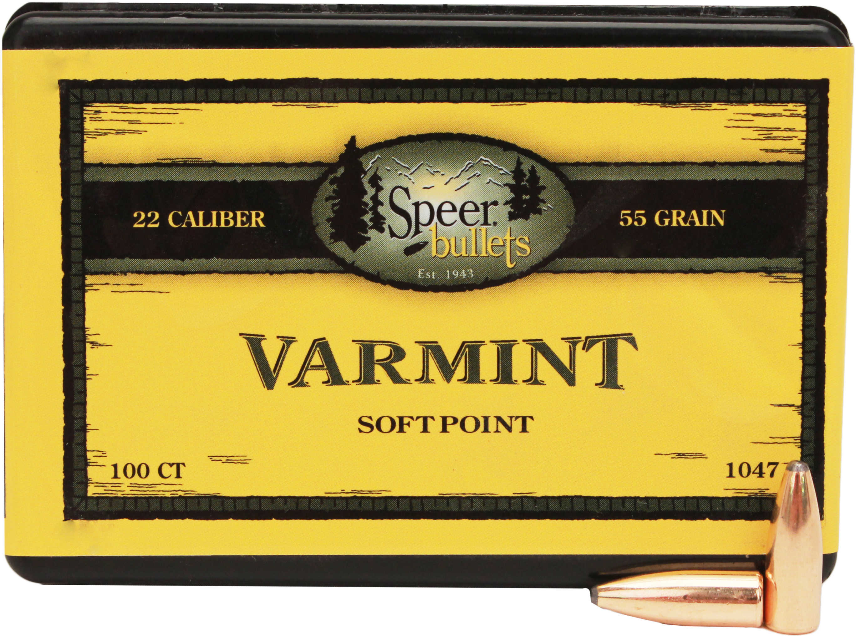Speer Bullets 1047 Varmint 22 Caliber .224 55 GR Jacketed Soft Point (JSP) 100 Box