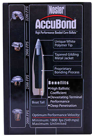 Nosler Accubond 30 Caliber 180 Grain Spitzer Bullets 50/Box Md: 54825