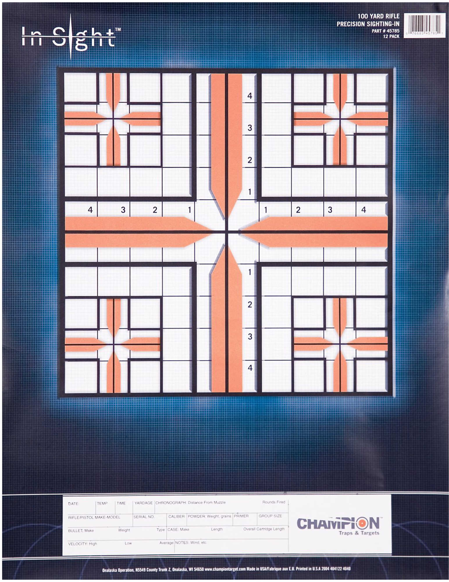Champion 12 Pack 14"X18" 100 Yard Targets Md: 45785
