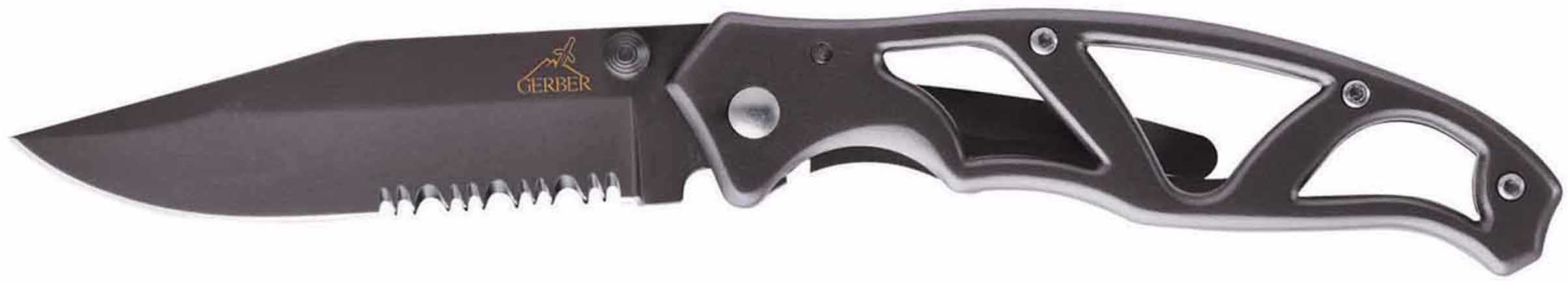 Gerber Folding Knife W/Serrated Edge Clip Point Blade Md: 08445