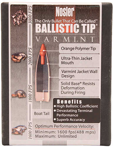 Nosler Varmint Ballistic Tip 22 Caliber 55 Grain Spitzer 100/Box Md: 39526 Bullets