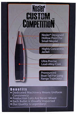 Nosler Custom Competition Boat Tail Hollow Point 22 Caliber 77 Grain 100/Box Md: 22421 Bullets