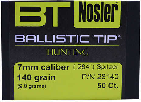 Nosler Spitzer Hunting Ballistic Tip 7MM Caliber 140 Grain 50/Box Md: 28140 Bullets