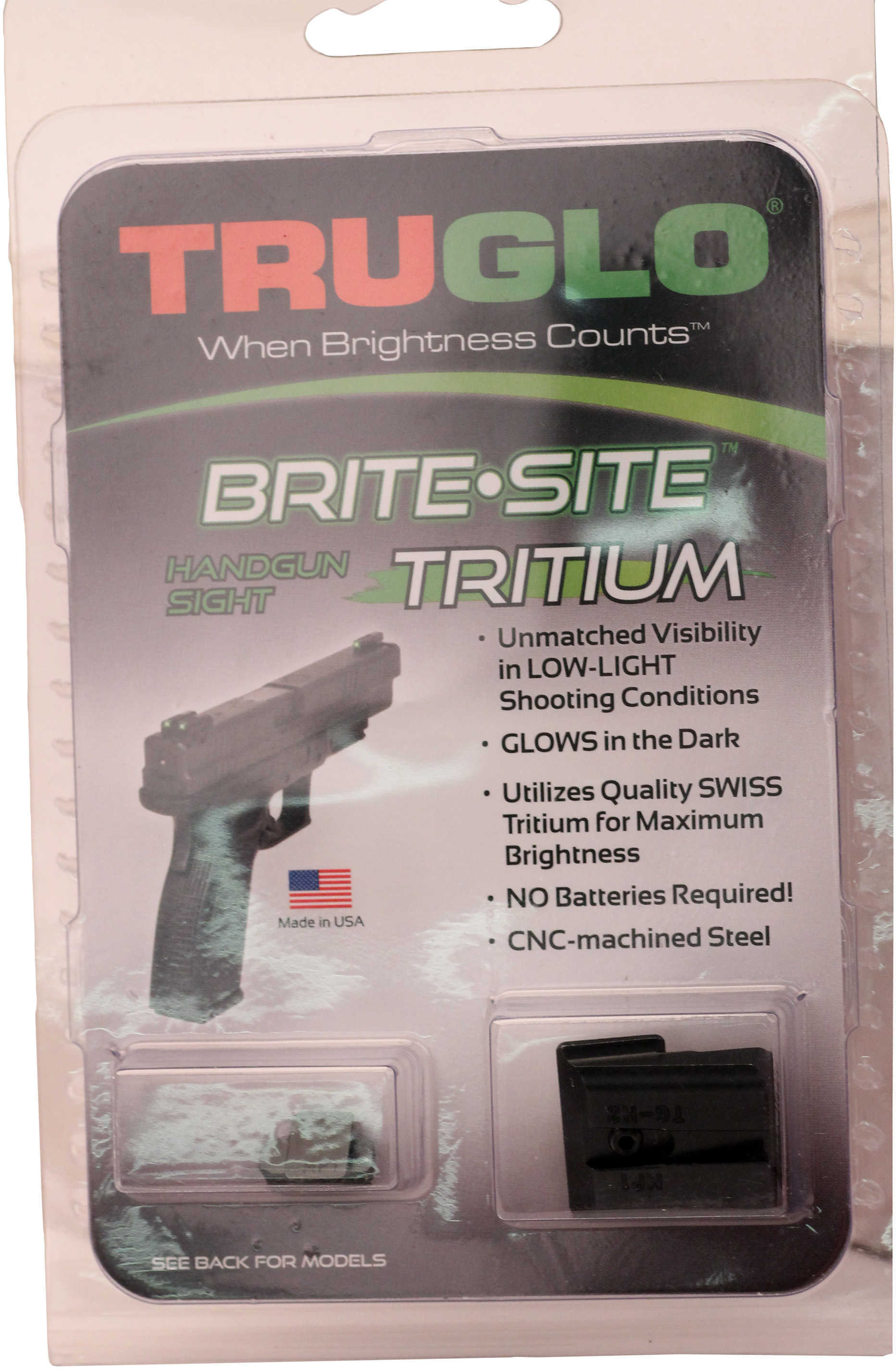 Truglo TG231MP Brite-Site Tritium Night Sights S&W M&P Green Front/Rear Black