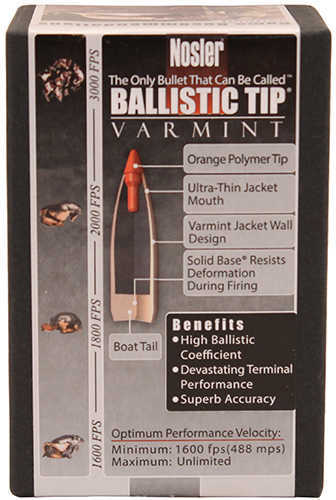 .224 Caliber Nosler BalisticTip Varmint Bullets 60 Grains 250 Per Box 39473