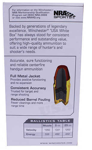 357 Sig 125 Grain Full Metal Jacket 50 Rounds Winchester Ammunition