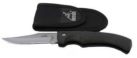 Gerber Folding Knife With Serrated Edge Clip Point Blade & Sheath Md: 06079