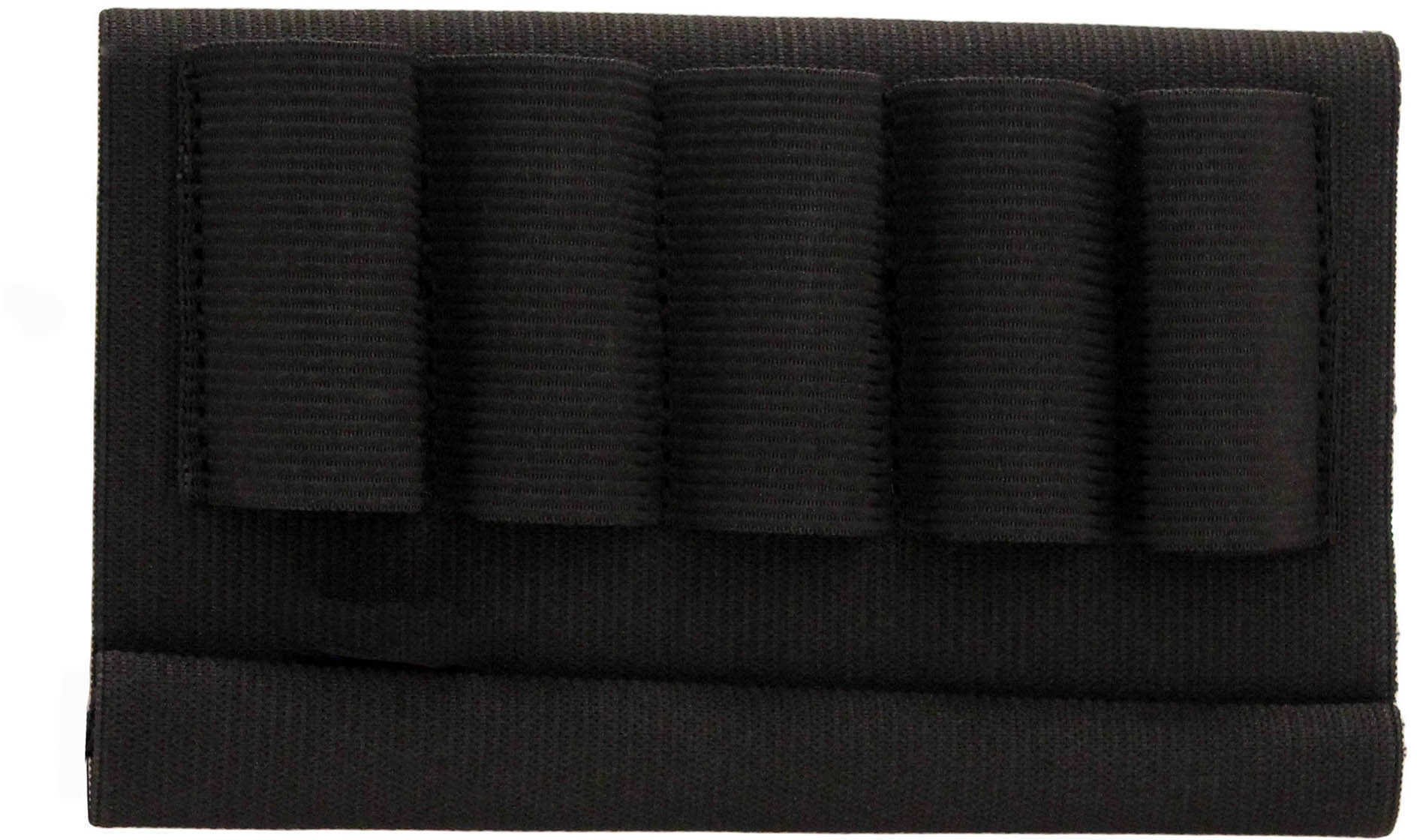 Grovtec US Inc GTAC82 Buttstock Shell Holder 5 Shotgun Shotshells Elastic Black