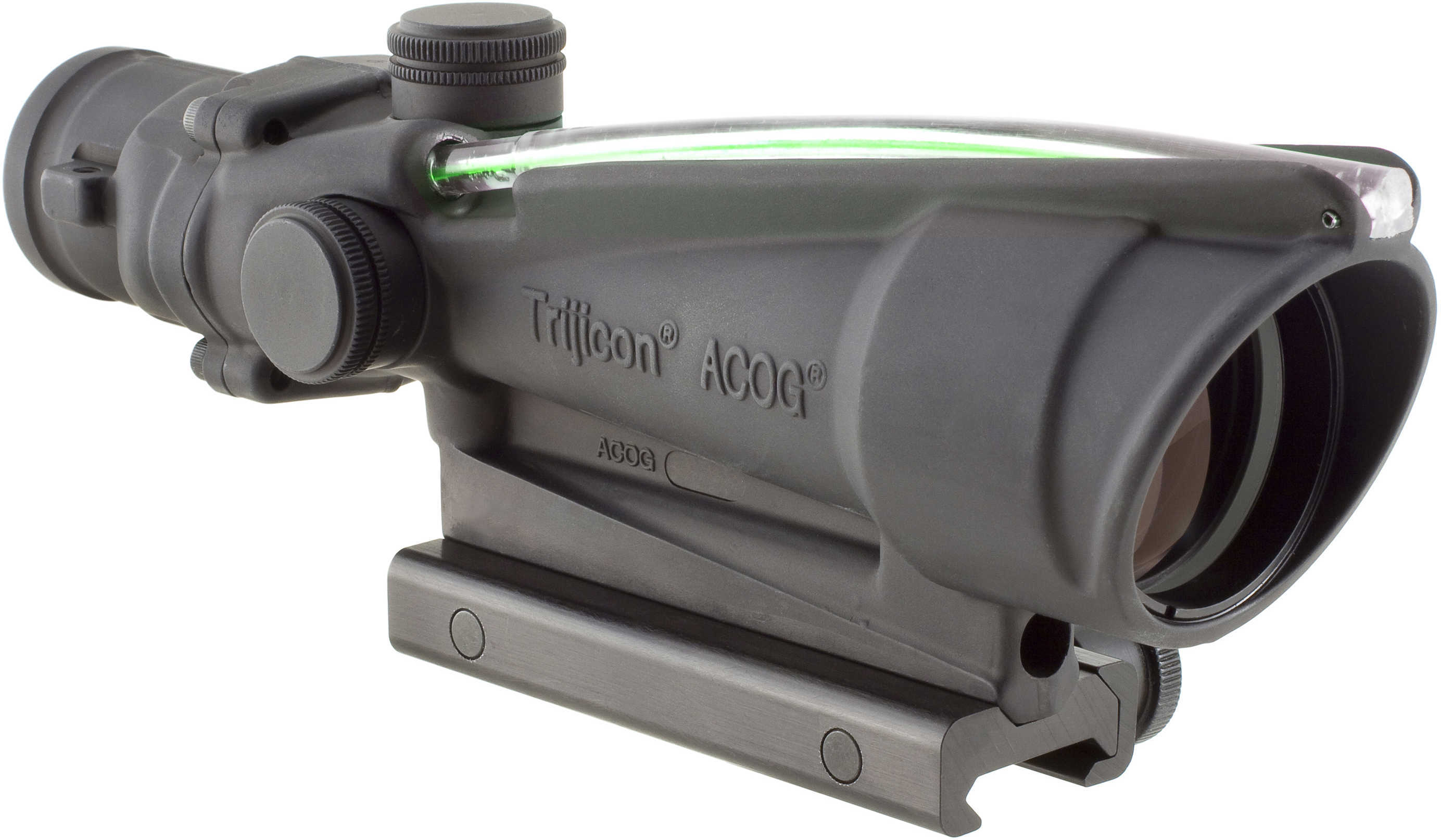 Trijicon 100156 ACOG 3.5x 35mm Obj 28.9 ft @ 100 yds FOV Black Matte Dual Illuminated Horseshoe 223 Ballistic Green