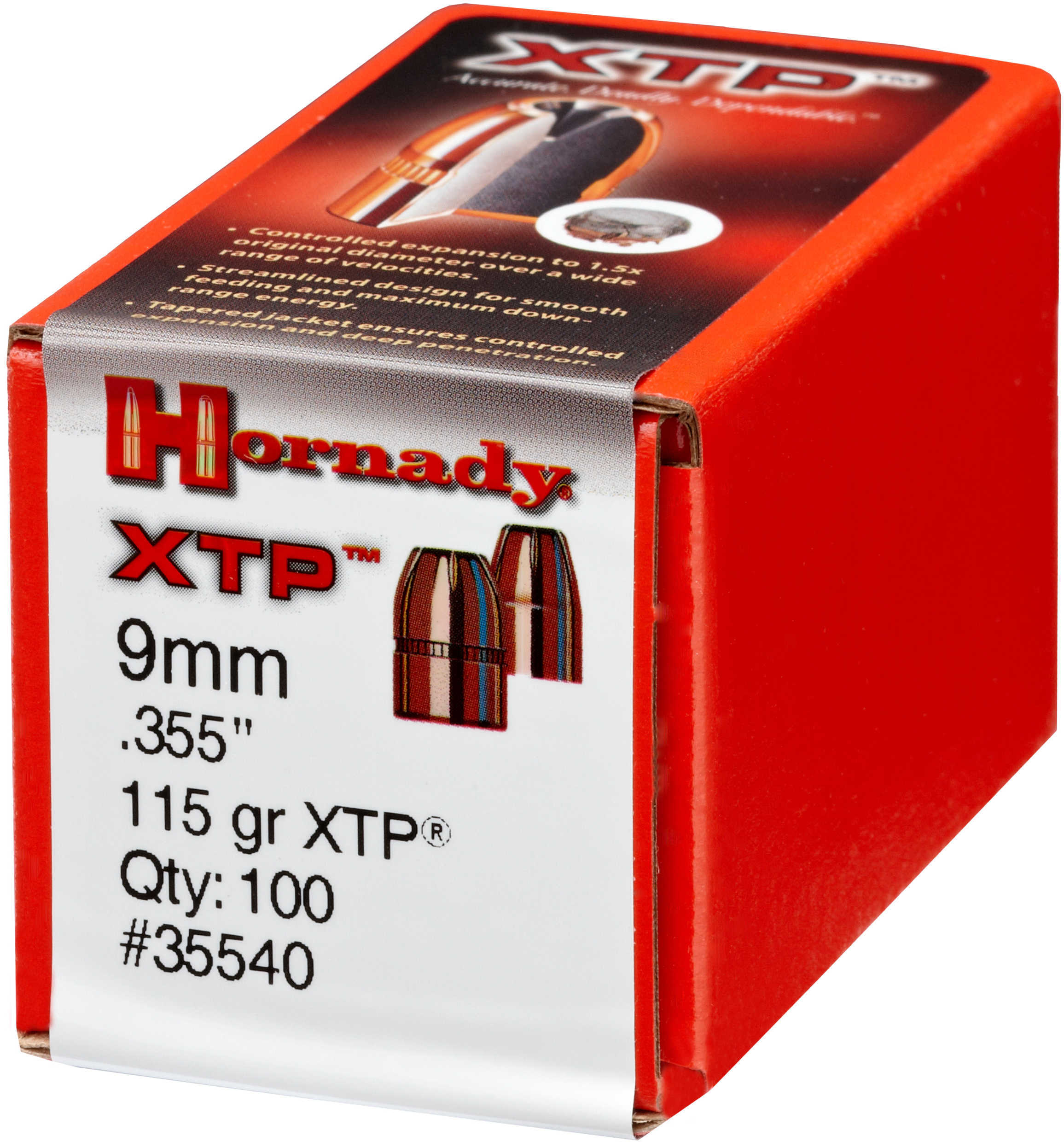 Hornady 9MM Caliber 115 Grain Hollow Point Extreme Terminal Performance 100/Box Md: 35540 Bullets