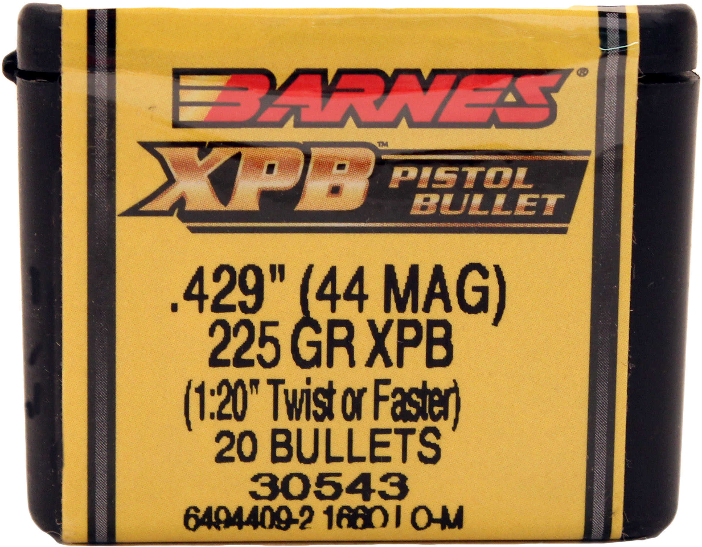 Barnes Bullets 44 Caliber 225 Grains XPB .429 Pistol 20/Box