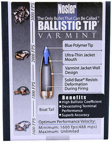 Nosler 25 Caliber 85 Grains Ballistic Tip Varmint 100/Box Bullets
