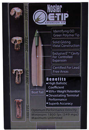Nosler E-Tip Lead-Free Hunting Bullets .338 Cal .338" 200 Gr SPTZ 50/ct
