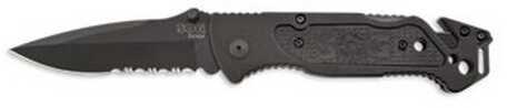 S.O.G SOG-Ff25-CP Escape 3.40" Folding Part Serrated Clip Point Black Hardcased 9Cr18MoV SS Blade/Black Anodized Aluminu