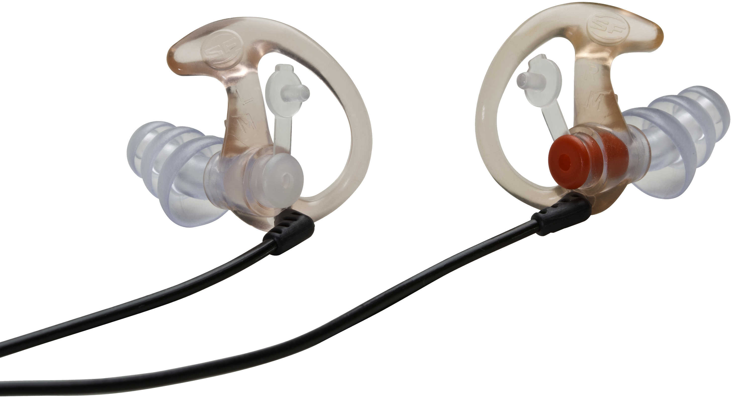 EP4 Sonic Defenders Plus 25 Pairs - Large Clear 24Db NRR With Attached Stopper Plugs inserted 3-Flange Earplug T