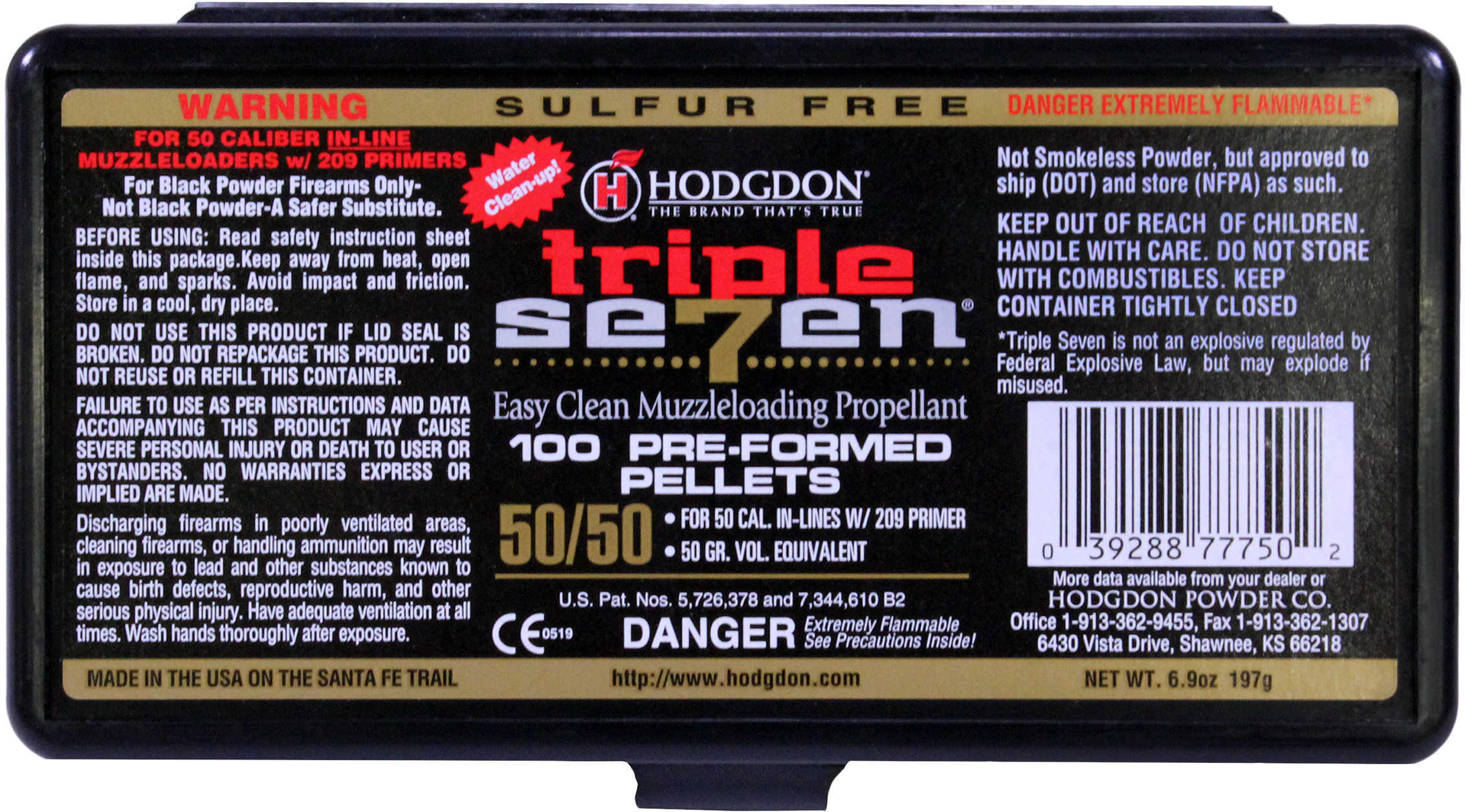 Hodgdon Triple Seven Pellets 100 Bx .50/50 Grains 12 Bx/Case