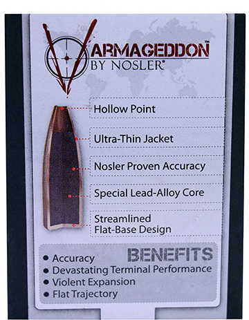 Nosler 17245 Varmageddon 6mm .243 55 GR Flat Base Hollow Point (FBHP) 100 Box