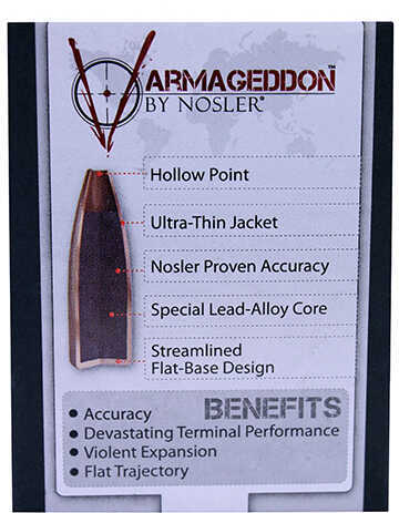 Nosler 17245 Varmageddon 6mm .243 55 GR Flat Base Hollow Point (FBHP) 100 Box