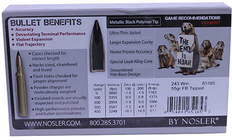 243 Win 55 Grain Ballistic Tip 20 Rounds Nosler Ammunition 243 Winchester