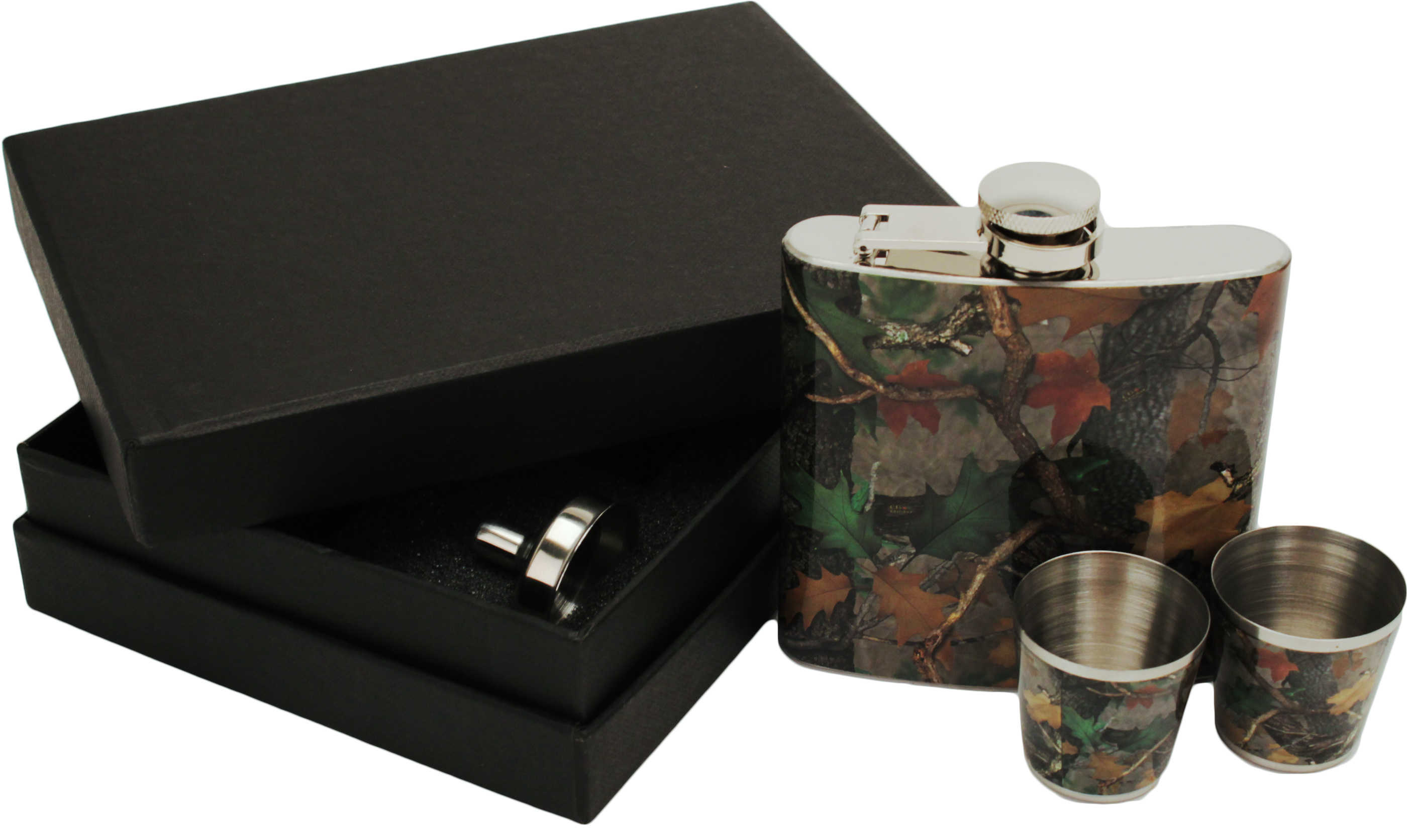 River's Edge Stainless Steel Pocket Flask/Shot Glass Set - Camo