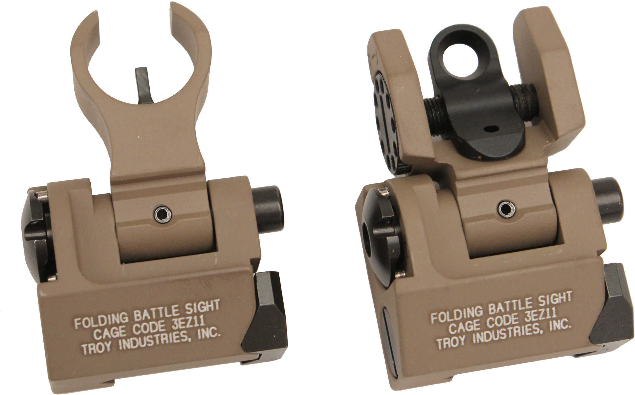 Troy Ind SSIGIARSMFT BattleSight Micro Set HK Front/Round Rear Weapons w/Raised Top Rail Picatinny Mount Aluminum FDE