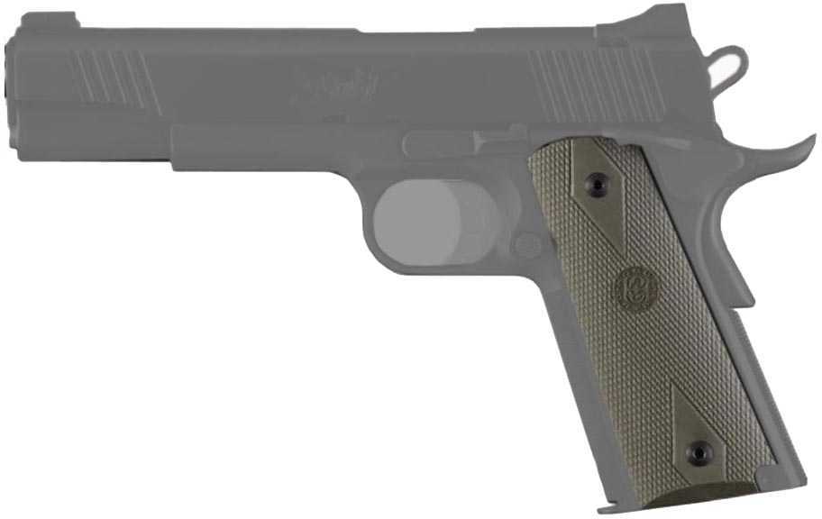 Hogue 45011 1911 Goverment Rubber Grip Panels Checkered W/Diamonds Desert Tan