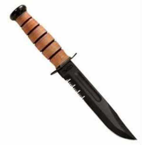 Kabar 1218 USMC Fight 7" 1095 CroVan Serrated Leather Handle & Sheath