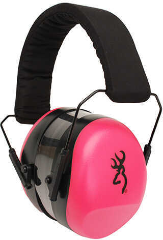 Browning 12687 Buckmark II Hearing Protector Plastic 26 Db Over The Head Pink Ear Cups W/Black Band Adult