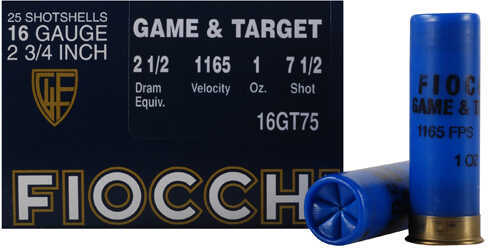 16 Gauge 2-3/4" Lead 7-1/2  1 oz 25 Rounds Fiocchi Shotgun Ammunition