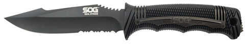S.O.G SOG-SS1003-C Seal Strike 4.90" Fixed Part Serrated Clip Point AUS8 SS Blade/ Black Textured Grn/SS Handle