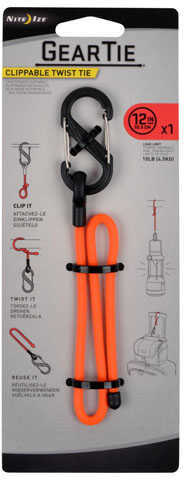 Nite Ize Bright Orange 12" Clippable Gear Tie Twist