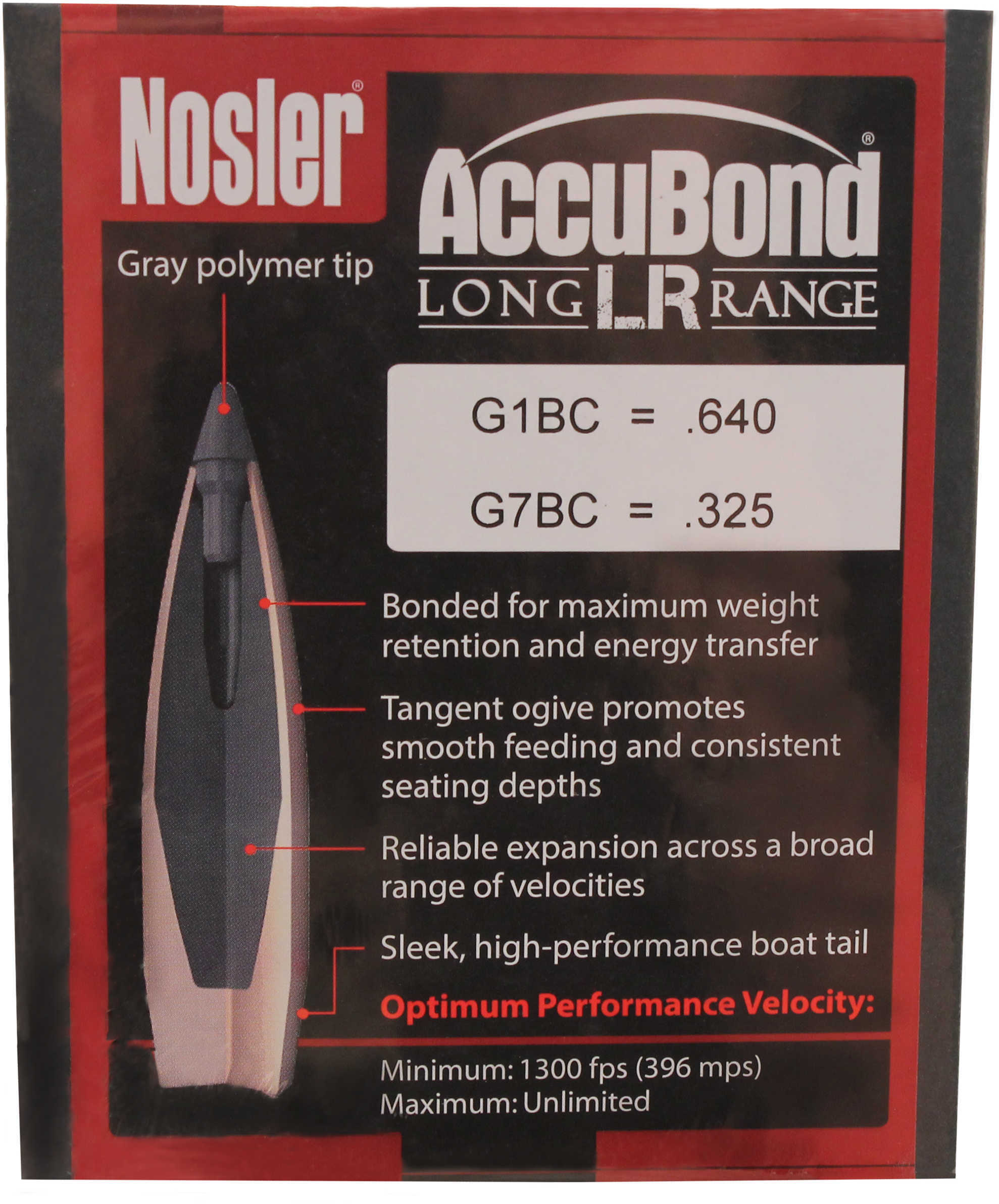 Nosler 58456 Accubond 30 Caliber 190 Grains Spitzer 100 Per Box/Rec Hunting