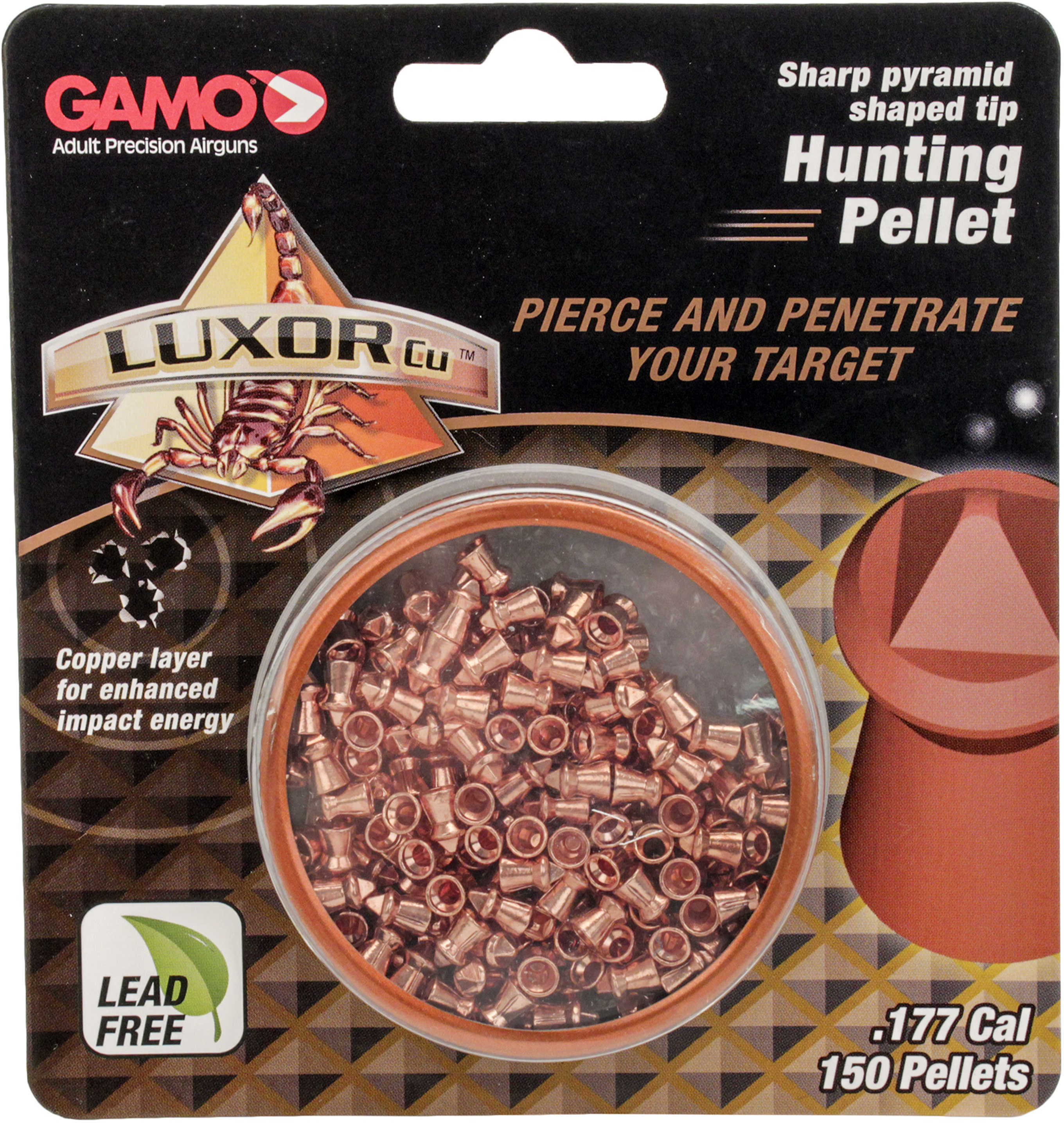 Gamo Luxor Cu Sharp Pyramid Pellets .177 Nose Tin 150 Count 632282054