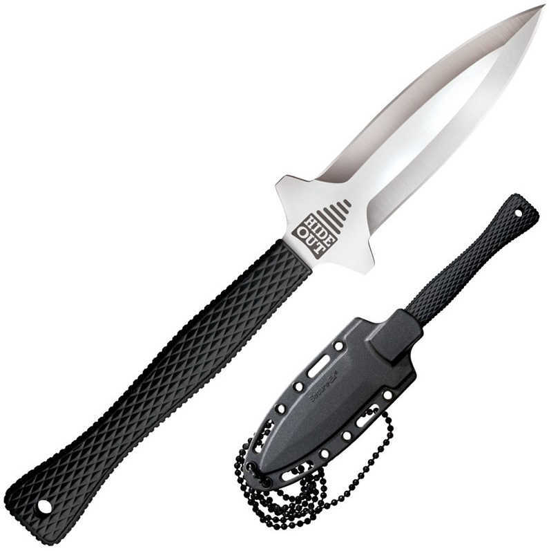 Cold Steel Cs-49NDE Hide Out 3" Fixed Plain Satin Polished Japanese AUS-8A SS Blade/ Black Contoured & Checkered Kray-Ex