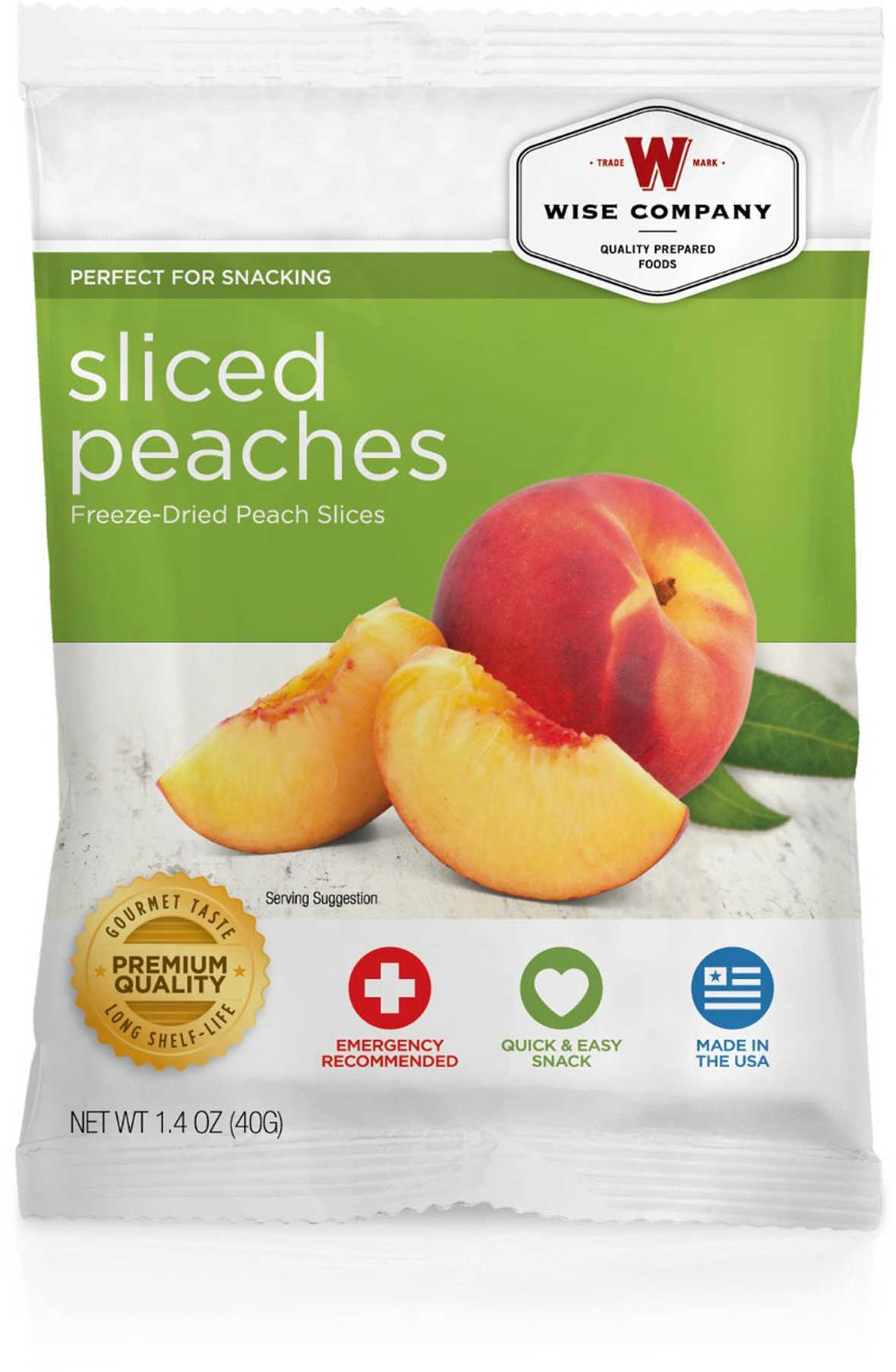 Wise Foods Outdoor Camping Pouch Sliced Peaches 6 Count 05402