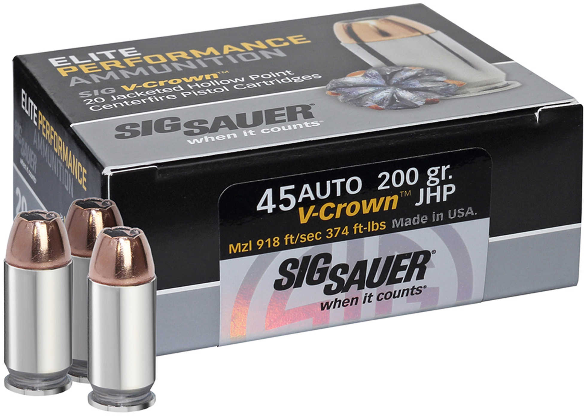 45 ACP 230 Grain Hollow Point 20 Rounds Sig Sauer Ammunition