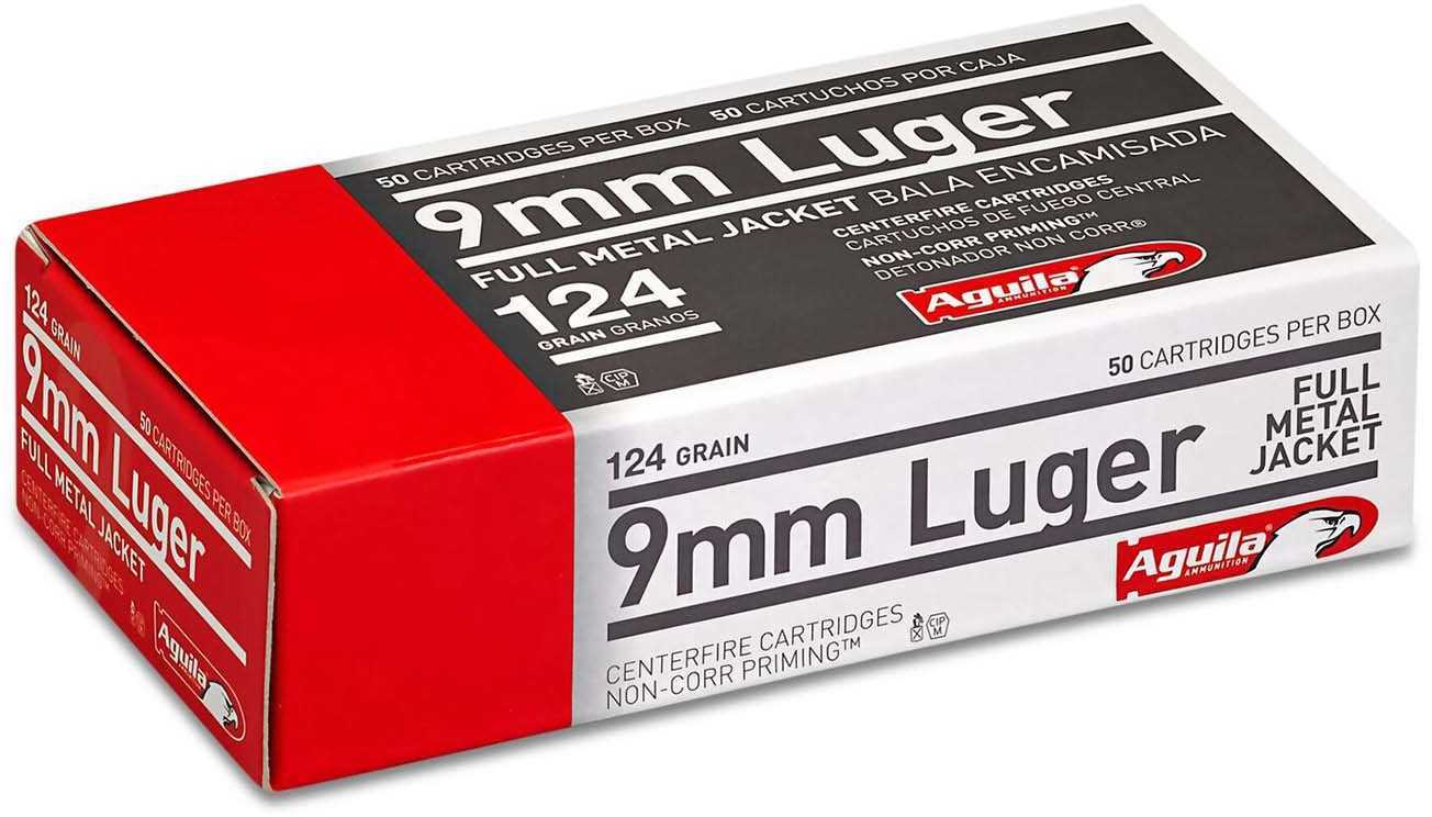 9mm Luger 124 Grain Full Metal Jacket 50 Rounds Aguila Ammunition