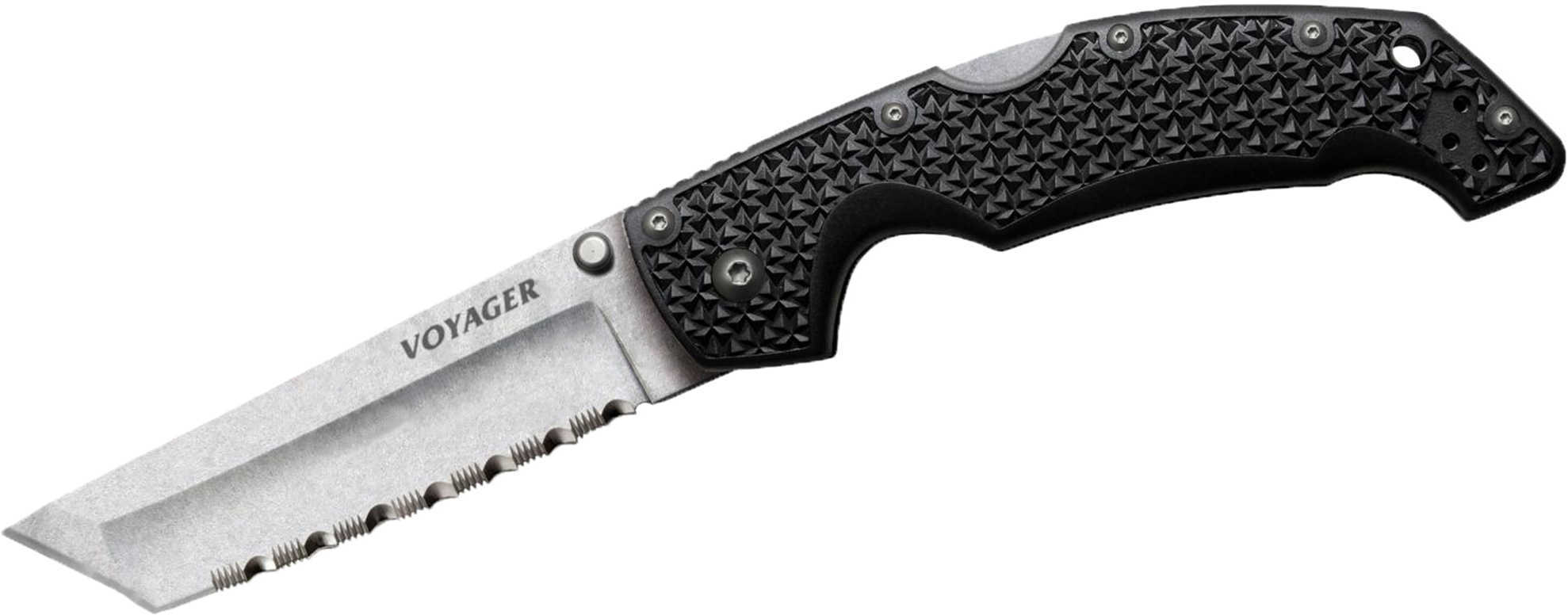 Cold Steel Cs29Ats Voyager Xl 5.50" Folding Tanto Serrated Japanese AUS-10A SS Blade Griv-Ex Black Handle