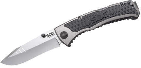 S.O.G SOG-SW1011-C Sideswipe 3.40" Folding Plain Clip Point Bead Blasted 7Cr15MoV SS Blade/Grey Anodized Aluminum W/G10