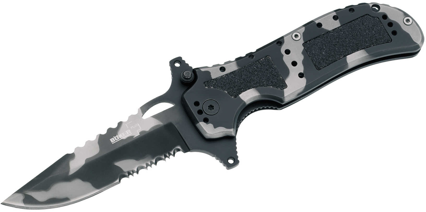 Boker Plus Folder Knife 3.8" Steel Drop Point Reptile Inlays/ 01Bo119