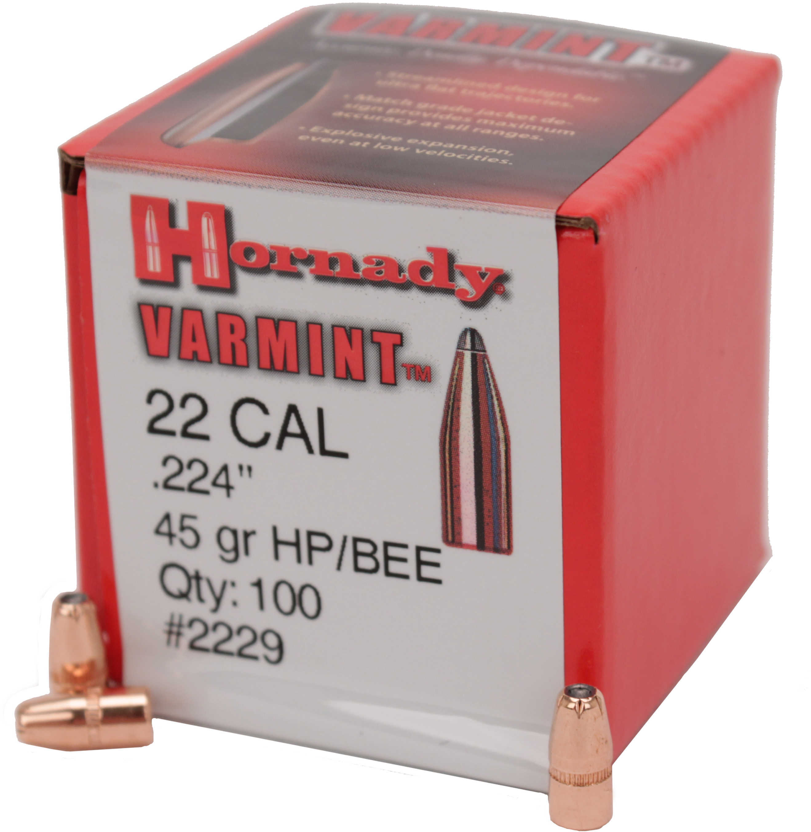 Hornady 2229 Traditional Varmint 22 Caliber .224 45 GR Hollow Point 100 Box