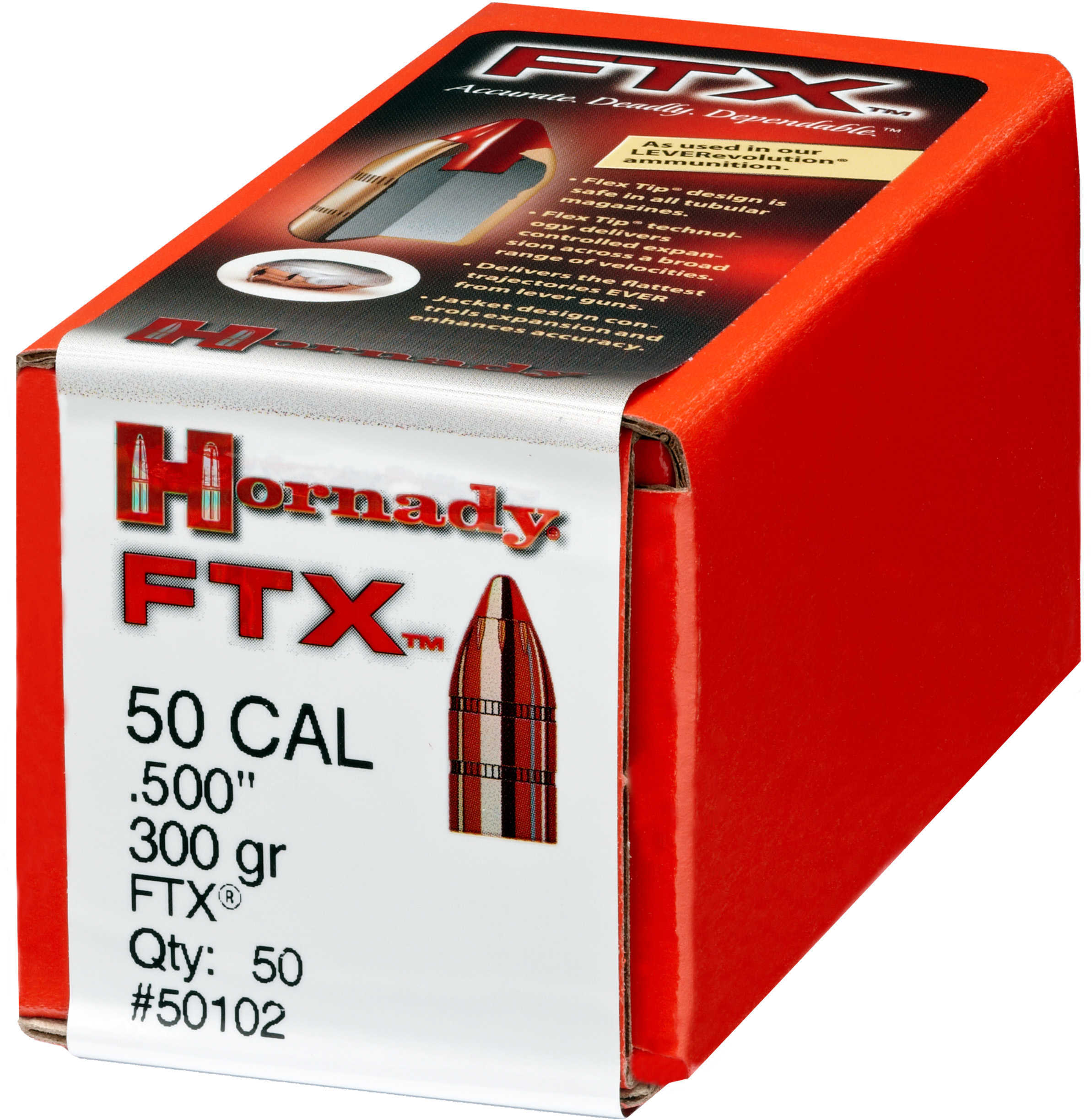 Hornady 50 Caliber .500 300 Grain FTX (500 S&W) 50/Bx