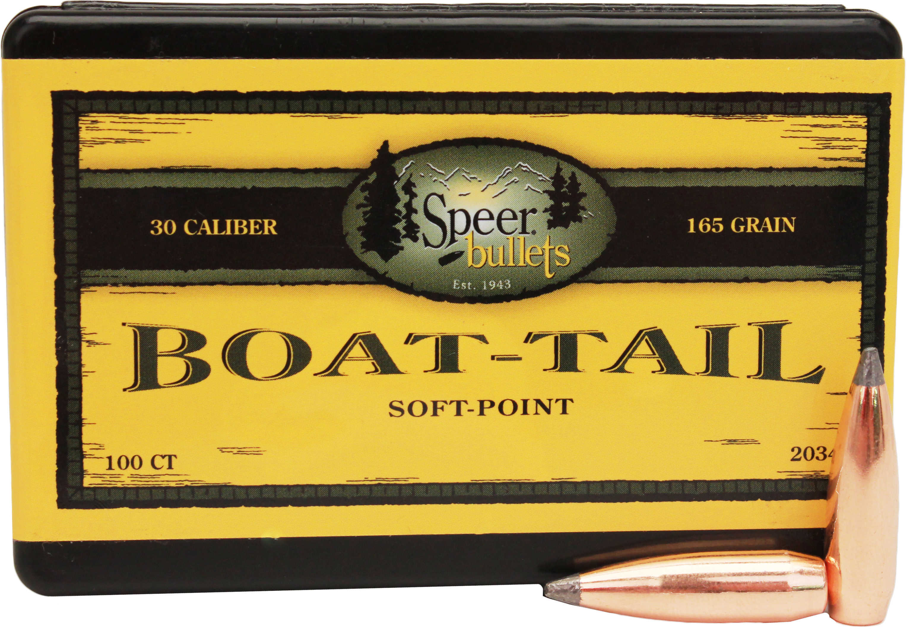 Speer 30 Caliber .308 Diameter 165 Grain Spitzer Boat Tail  Soft Point 100 Count