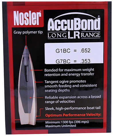 Nosler AccuBond Long Range Bullets 7mm 168 gr. Spitzer Point 100 pk. Model: 58623