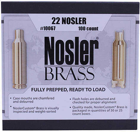 22 Nosler Unprimed Rifle Brass 100 Count