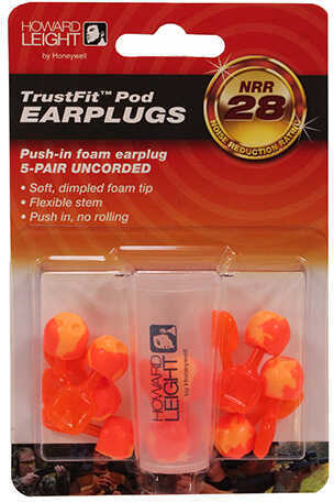 Howard Leight R02236 TrustFit Pod Earplugs Uncorded 28 Db Orange/Yellow 5 Pair