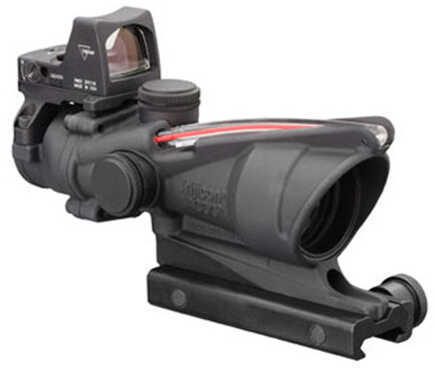 Trijicon 100549 ACOG with RMR Type 2 4x 32mm Obj 36.8 ft @ 100 yds FOV Black Finish Dual Illuminated Red Chevron 223 Bal